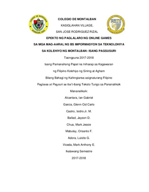 epekto ng paglalaro ng online games sa mga mag-aaral|(PDF) ANG KAUGNAYAN NG PAGLALARO NG ONLINE .